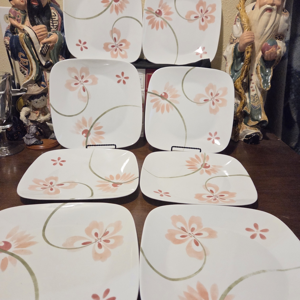 Corelle Floral Square Dinnerware Set - Pink and Green - Picture 3 of 8